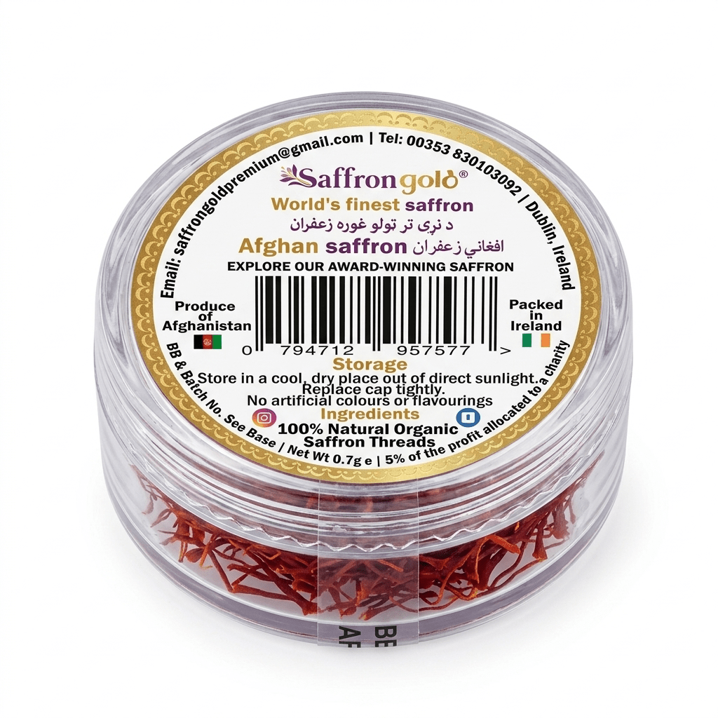 Premium Afghan Saffron Gold - 100% Natural Organic Threads (0.7g) Spice Max Carlow
