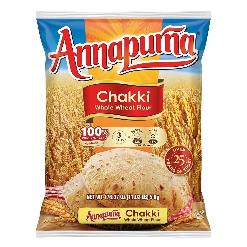 Annapurna Chakki Fresh Atta – 100% Whole Wheat Flour (5kg) Spice Max Carlow