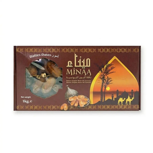 Minaa Tunisian Deglet Nour Dates – 1kg Box Spice Max Carlow